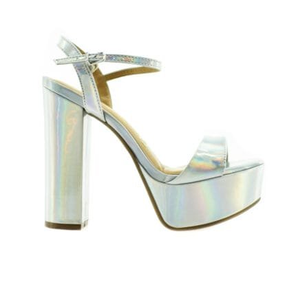 SANDALIA TACO ALTO CON HEBILLA PLATA TORNASOL 35/41 - VIZZANO