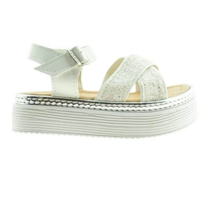 SANDALIA CON FAJA CRUZADA BLANCA CON GLITTER 30/36 - BEBOTE