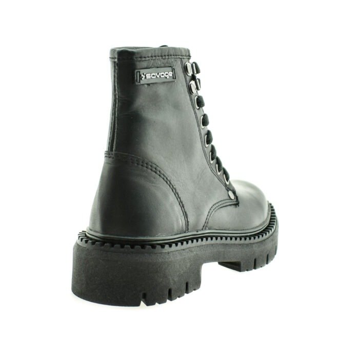 BORCEGO ACORDONADO DE CUERO NEGRO 35/40 - SAVAGE - Imagen 4