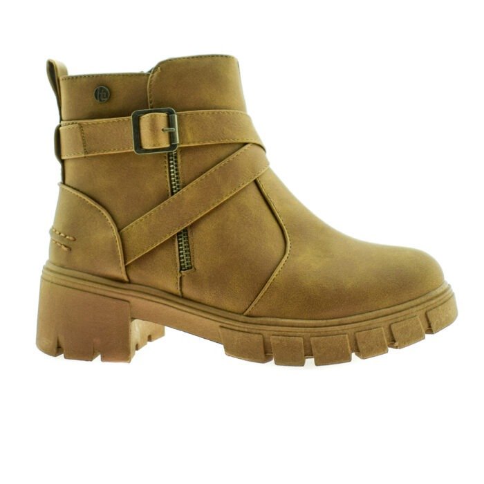 BOTA DE CUERO CON APLIQUE DE CIERRE CAMEL 35/40 - MASSIMO CHIESA - Imagen 1