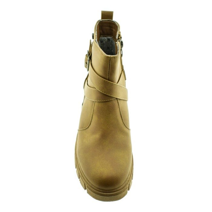 BOTA DE CUERO CON APLIQUE DE CIERRE CAMEL 35/40 - MASSIMO CHIESA - Imagen 3