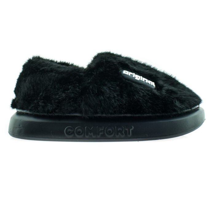 PANTUFLA PELUDA NEGRA DAMA PIEL 35/40 - GUMMI - Imagen 1