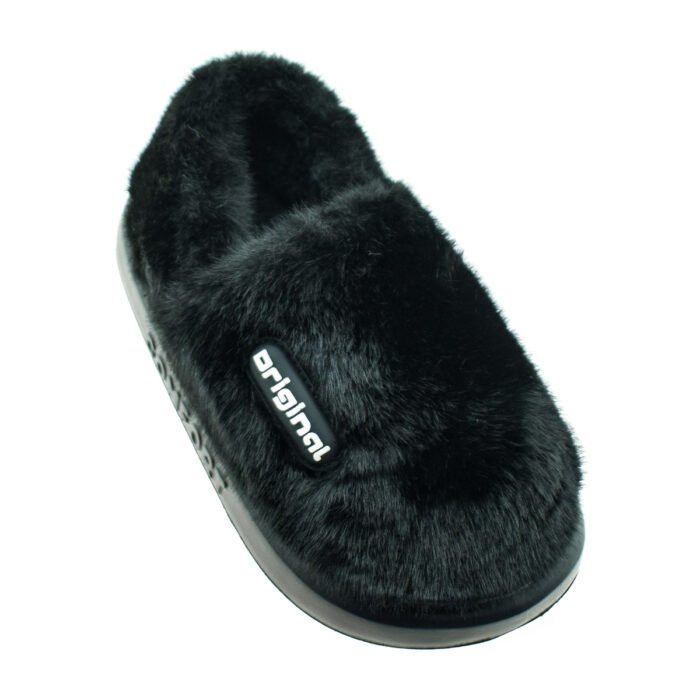PANTUFLA PELUDA NEGRA DAMA PIEL 35/40 - GUMMI - Imagen 2