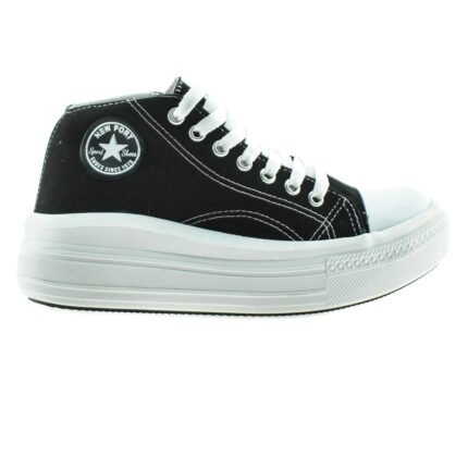 ZAPATILLA LONA BOTA ALTA ACORDONADA NEGRA 35/40-KEY WEST